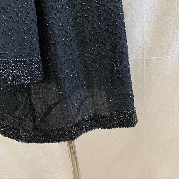 Vintage Sténay Plus black silk‎ beaded open longline Cardigan Size 1X - Picture 2 of 15
